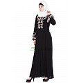 Front open embroidery abaya- Black Front open embroidery abaya- Black